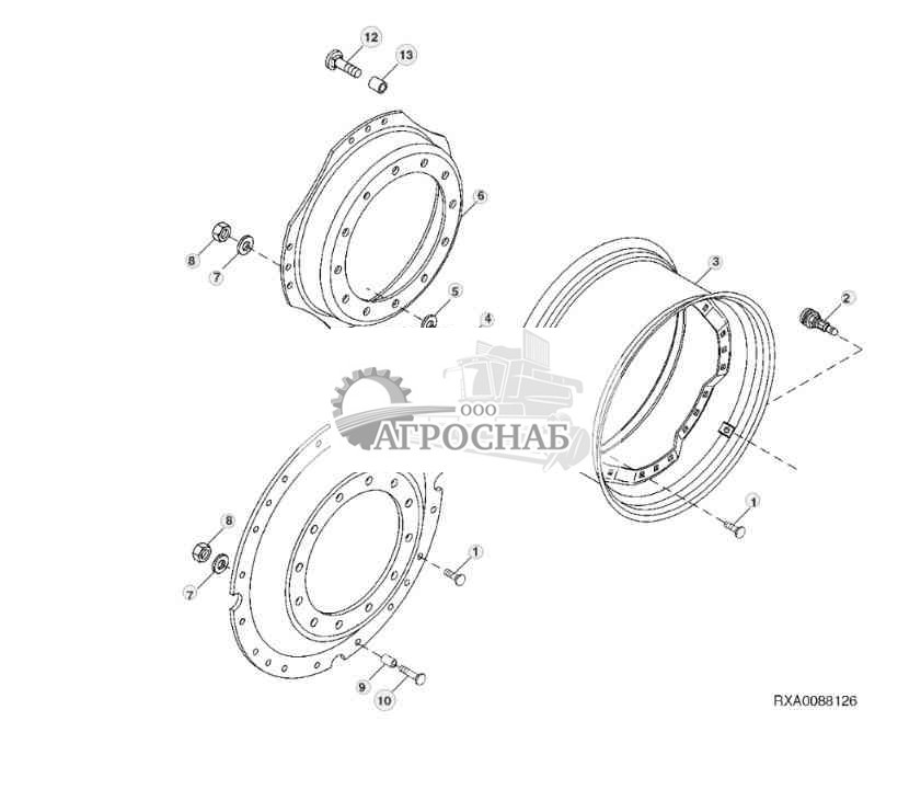 Переднее колесо в сборе, MFWD, под 12 болтов, 8-позиционные 